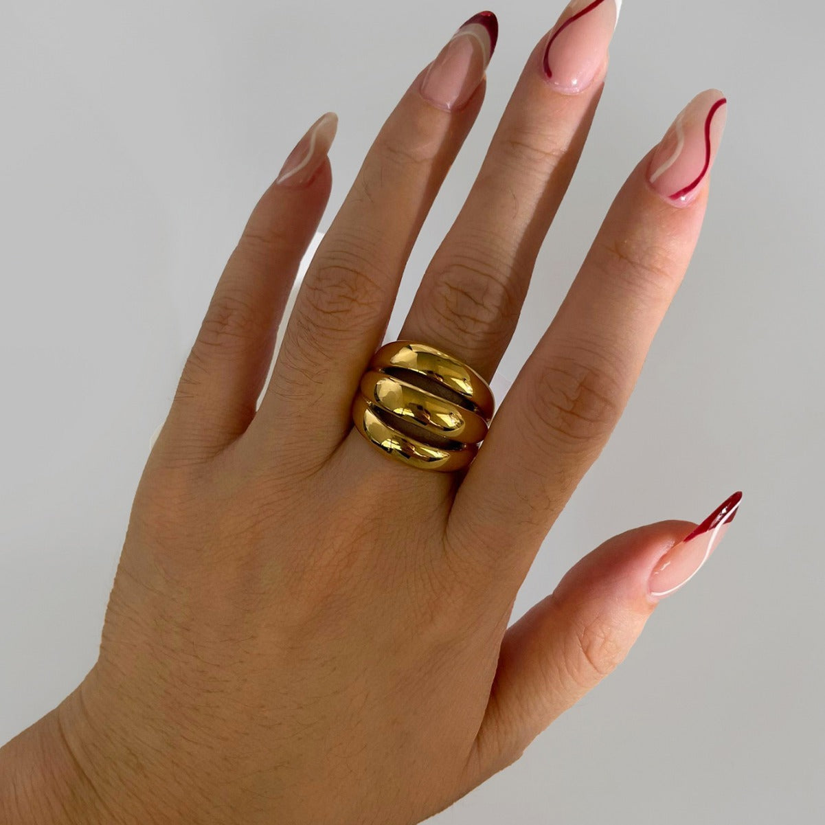 Stainless Steel Hollow Three-ring Three-color Niche Simple Women