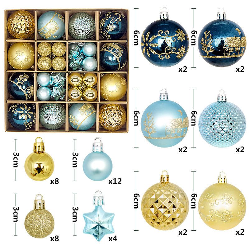 44PCS Painted Shaped Paper Box Electroplating Ball Pendant