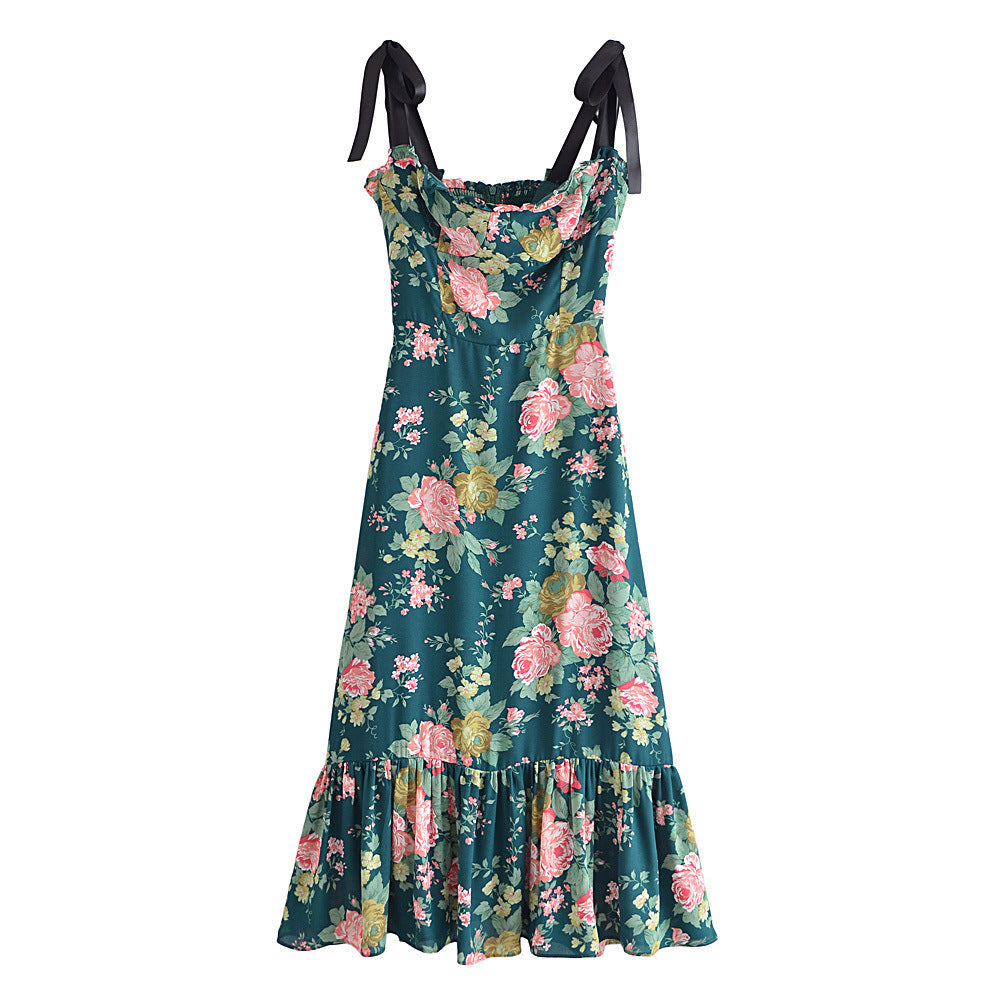 Printed hem Ruffle Dress