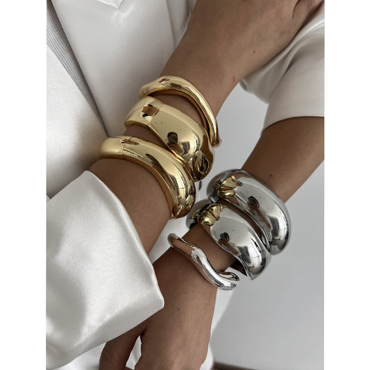Glossy Heavy Industry Design Bracelet Geometric Personalized Wide Bracelet