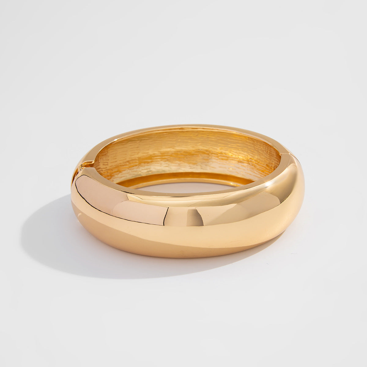 Irregular Metal Wide Curved Glossy Spring Bracelet