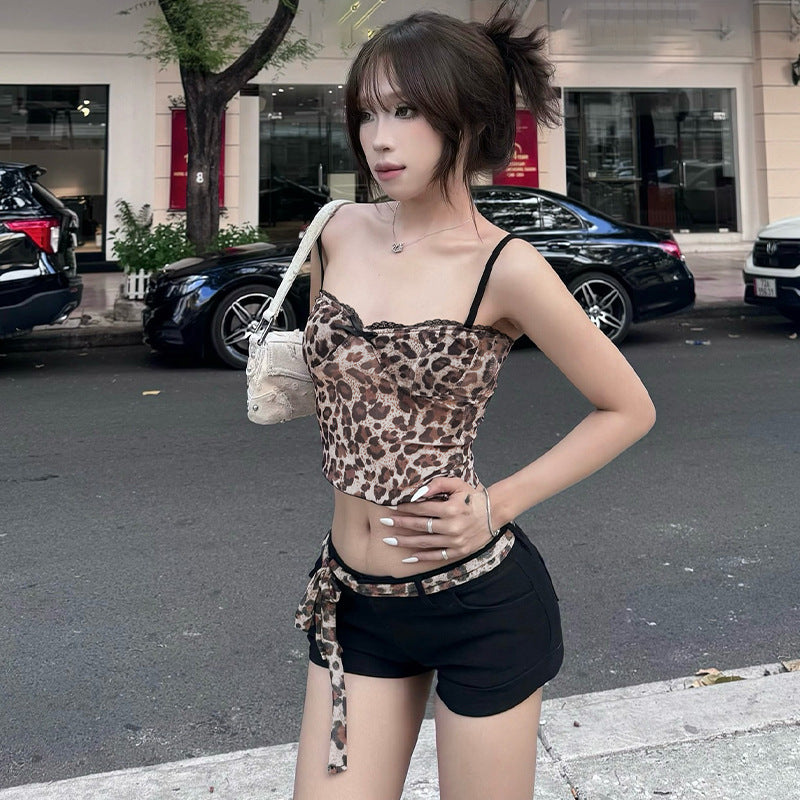 Trendy Leopard Print Halter Vest