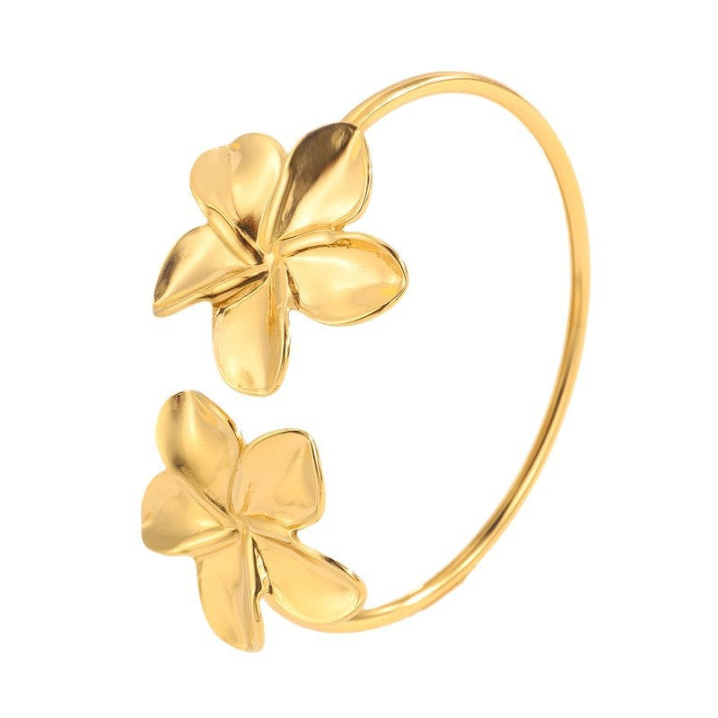 Stainless Steel Open Flower Bracelet