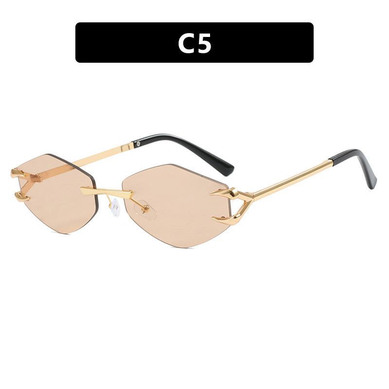European And American Leisure Hip Hop Trend Sunglasses Frameless Grapple Polygonal Sunglasses