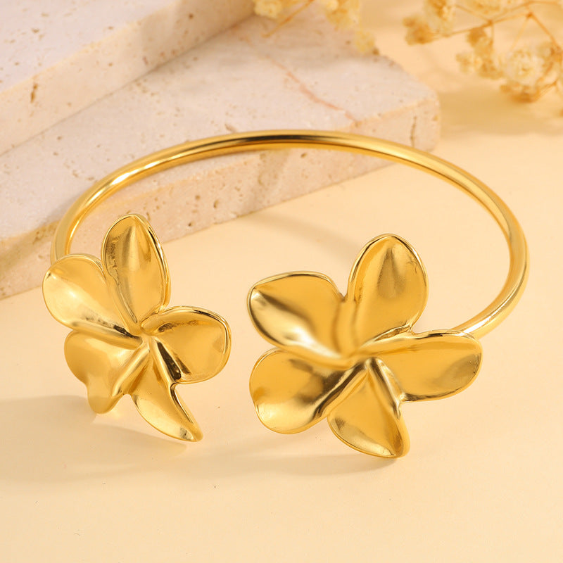 Stainless Steel Open Flower Bracelet