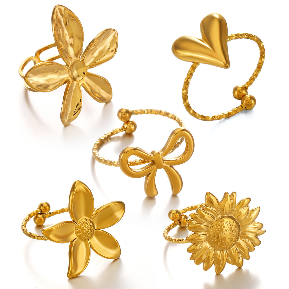 Stainless Steel Flower Ring Love Ring For Women