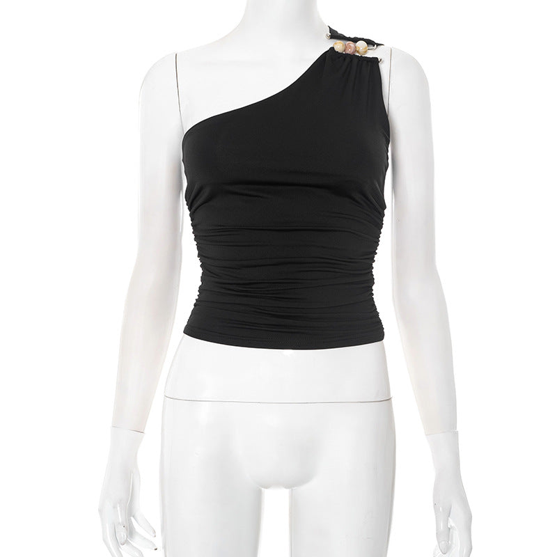 Women's One-shoulder Cropped Tank Top Top