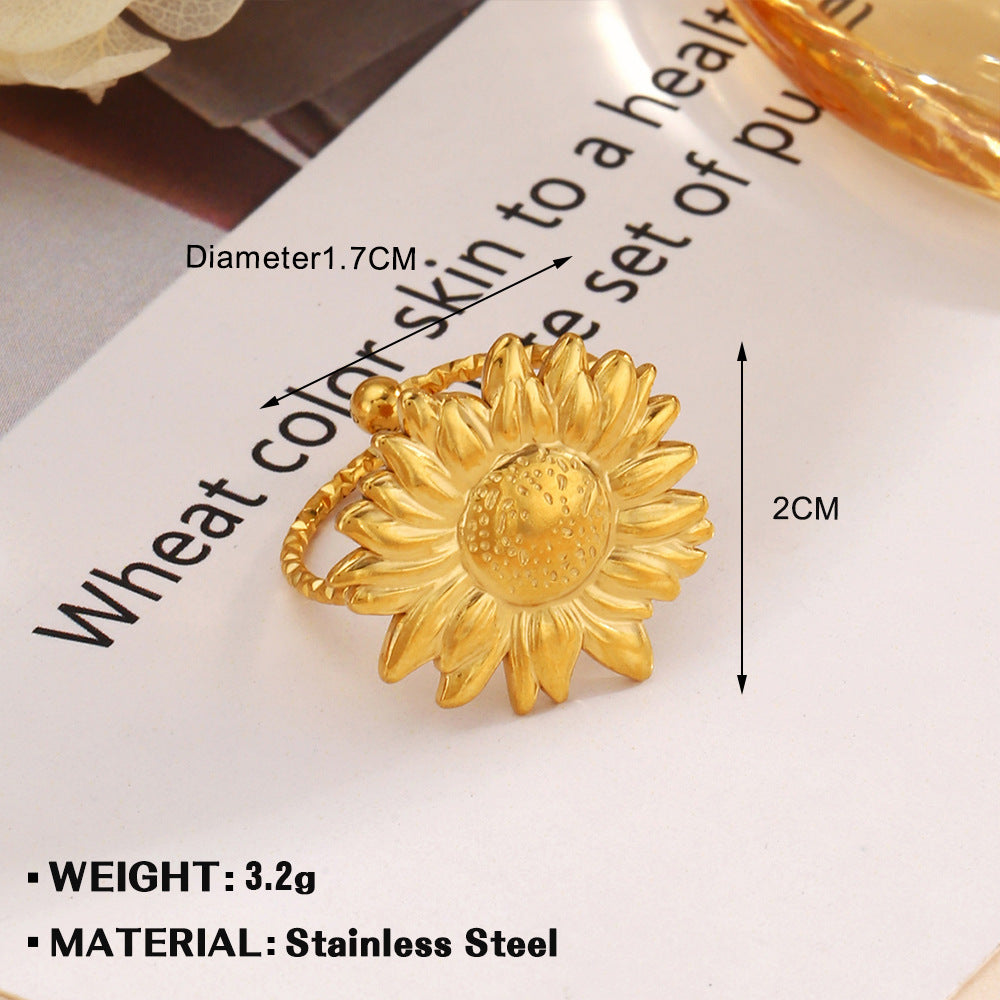 Stainless Steel Flower Ring Love Ring For Women