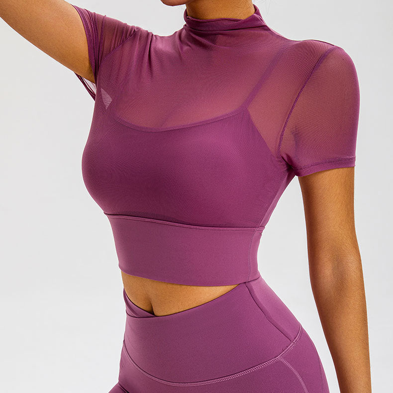 With Chest Pad One-piece Cup Temperament Sexy Sports Turtleneck Grenadine