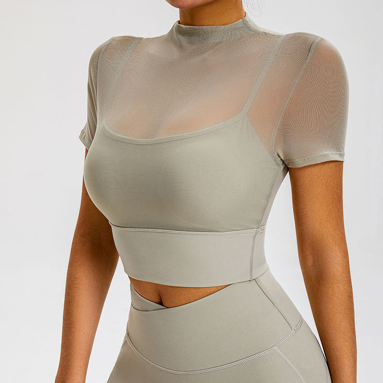 With Chest Pad One-piece Cup Temperament Sexy Sports Turtleneck Grenadine