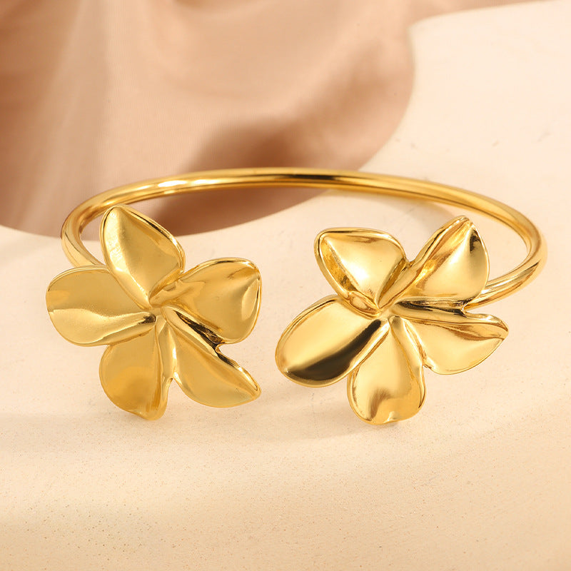 Stainless Steel Open Flower Bracelet