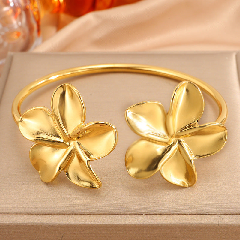Stainless Steel Open Flower Bracelet