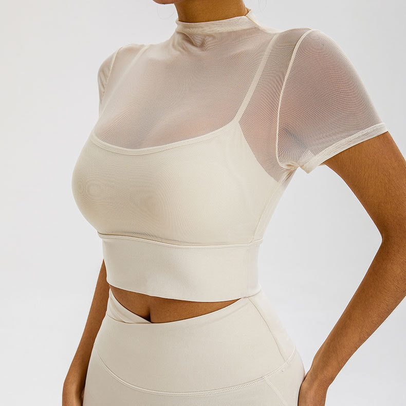 With Chest Pad One-piece Cup Temperament Sexy Sports Turtleneck Grenadine