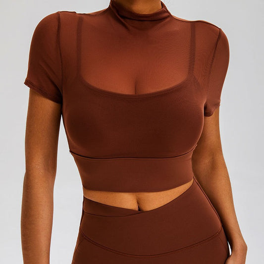 With Chest Pad One-piece Cup Temperament Sexy Sports Turtleneck Grenadine