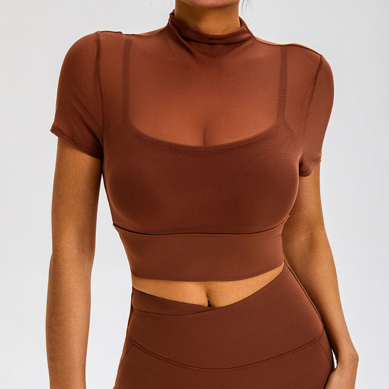 With Chest Pad One-piece Cup Temperament Sexy Sports Turtleneck Grenadine