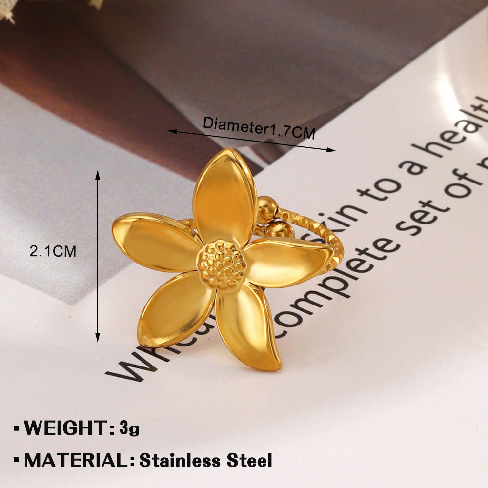 Stainless Steel Flower Ring Love Ring For Women