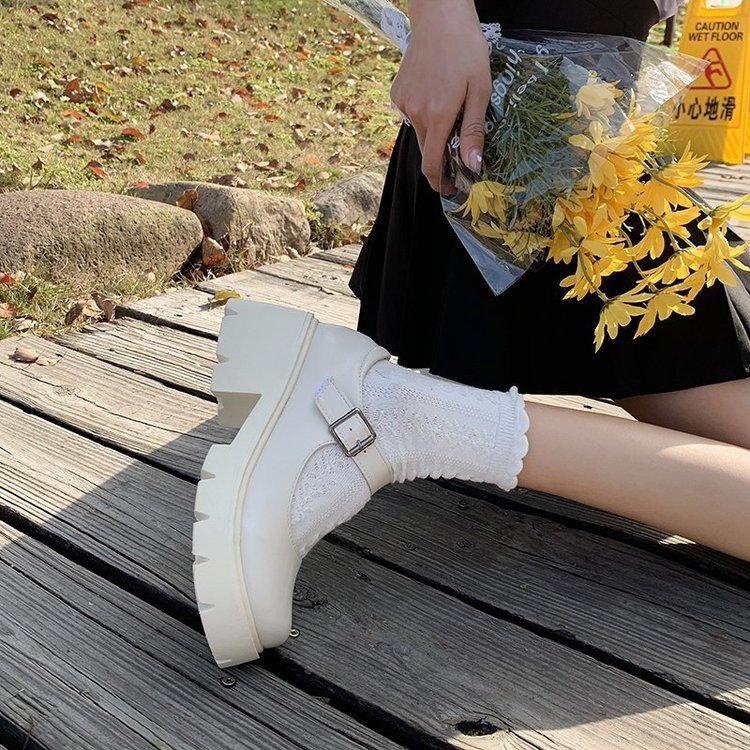 Women's Platform Vintage College Chunky Heel Mary Jane Shoes