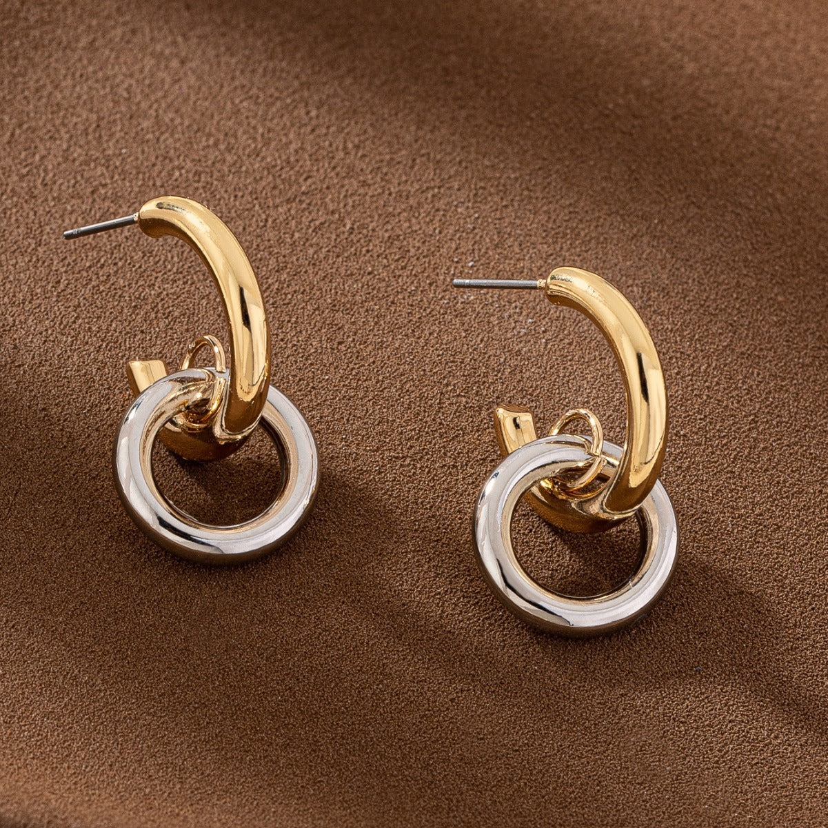 Fashion Simple Stitching Geometric Mixed Color Fusion Alloy Temperament Earrings