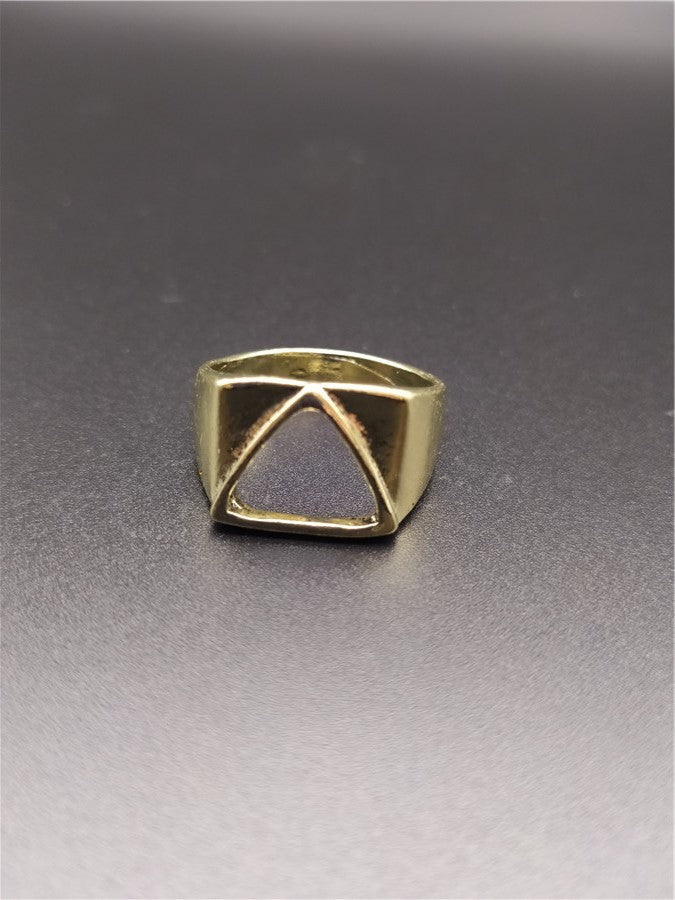 Retro Alien Empty Triangle Geometric Stainless Steel Ring
