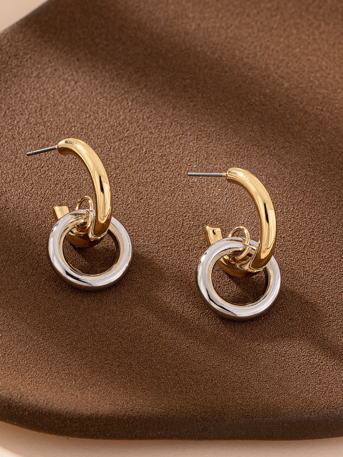 Fashion Simple Stitching Geometric Mixed Color Fusion Alloy Temperament Earrings