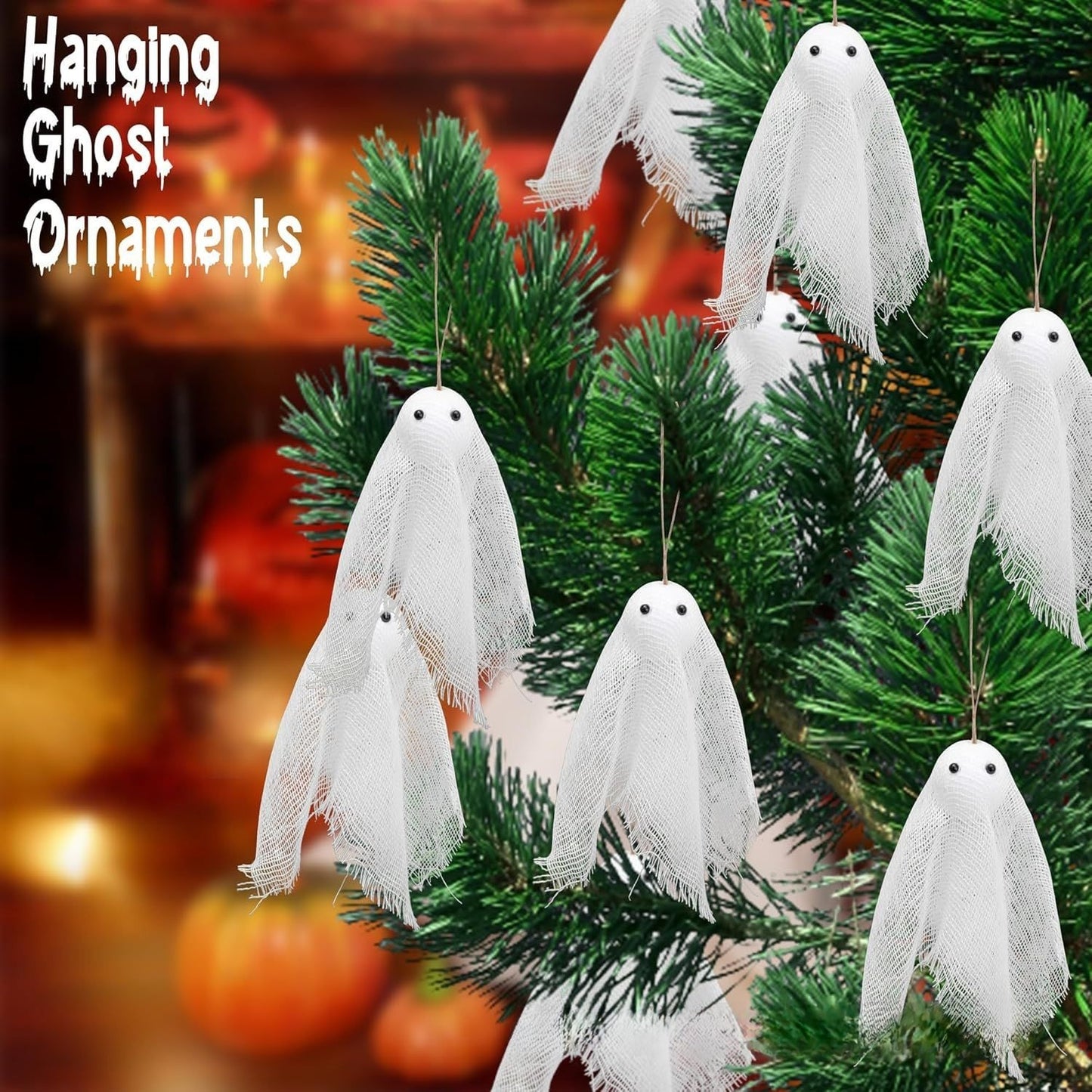 Halloween White Ghost Mesh Hanging Decoration