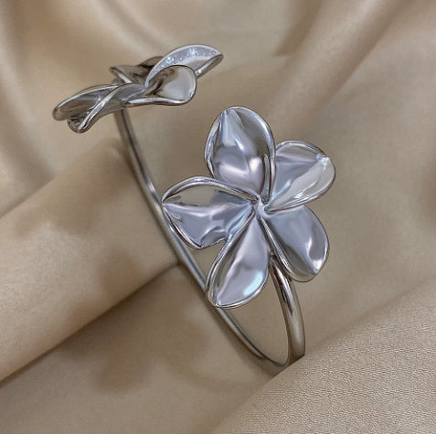 Stainless Steel Open Flower Bracelet