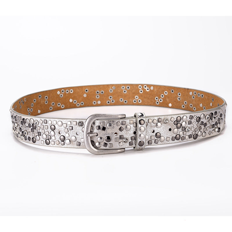 New Ladies Belt Fashion Rivet Inlaid Decoration