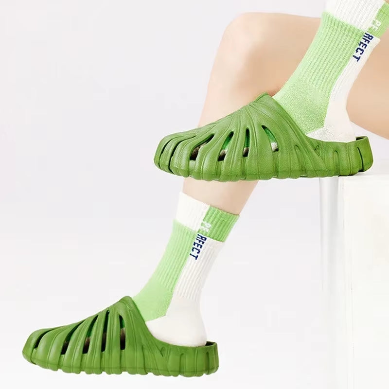 Male Slipper Platform Cloud Monstera Funny Leaf Home Soft Slides Sandals Outdoor Summer Ladies House Shoe Flat Men Female Beach