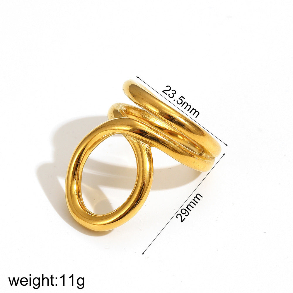 Geometric Winding Titanium Steel Ring Fashion