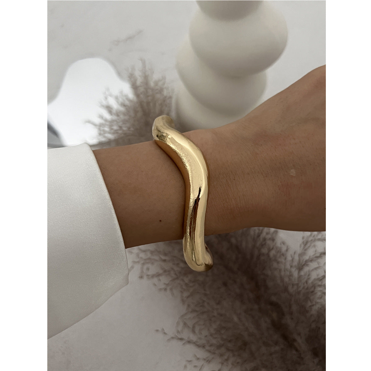 Glossy Heavy Industry Design Bracelet Geometric Personalized Wide Bracelet