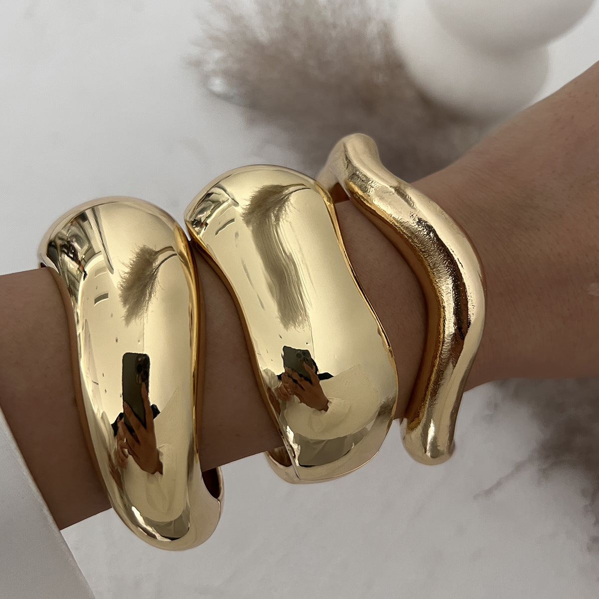 Glossy Heavy Industry Design Bracelet Geometric Personalized Wide Bracelet