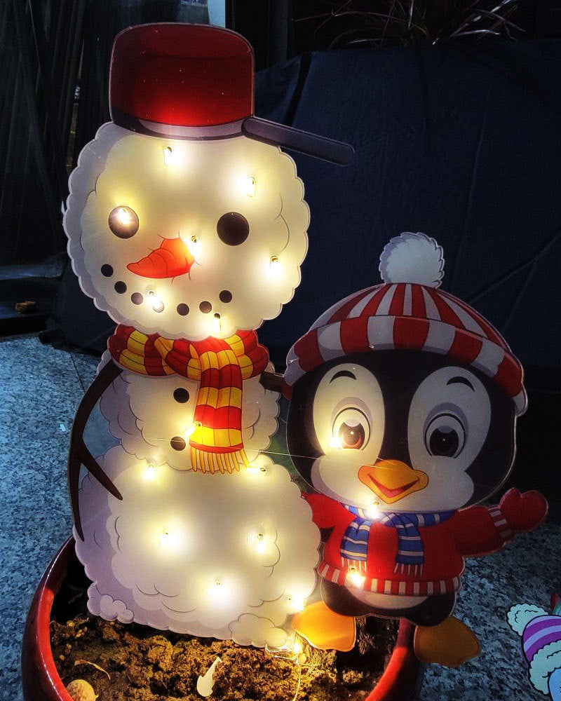 Christmas Scene Decoration With LED Lights Christmas Snowman Ornaments