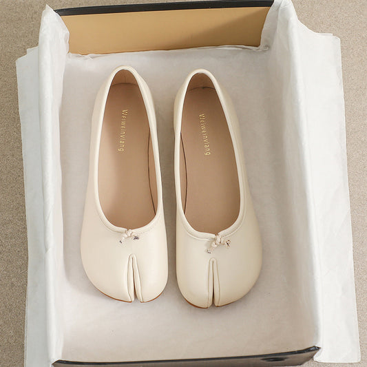 Women's French Mary Jane Split Toe Flat Shoes