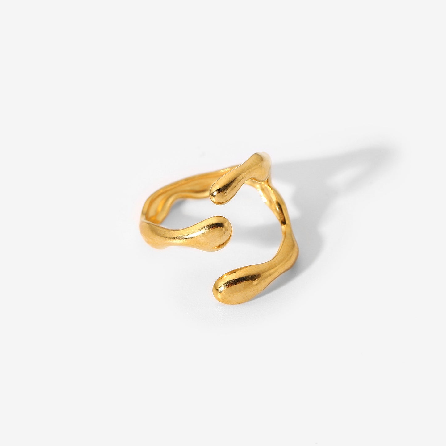 18K European And American INS Stainless Steel Women's Geometric Wrong Edge Cross Open Ring
