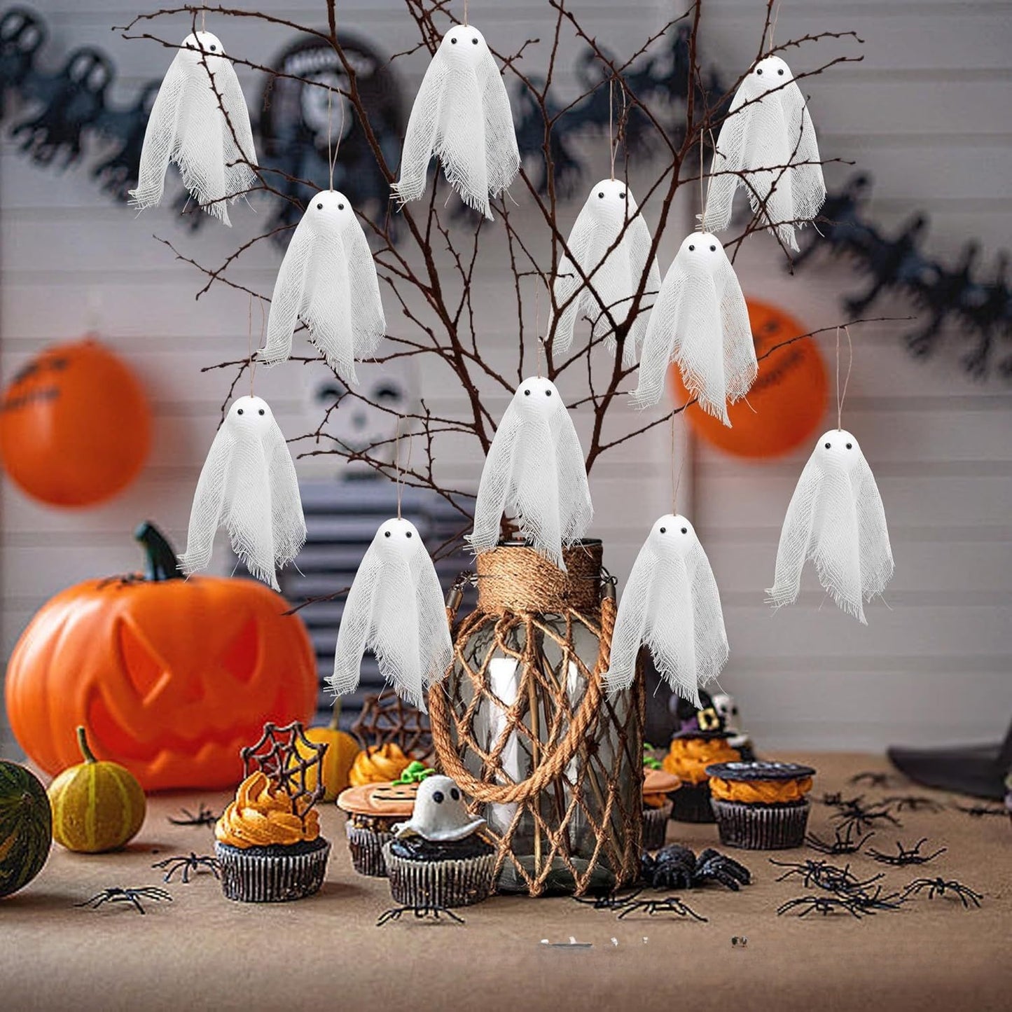 Halloween White Ghost Mesh Hanging Decoration