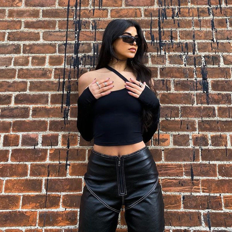 New Fall Women's Clothing Fashion Irregular Split Oversleeves Slim T-shirt Women