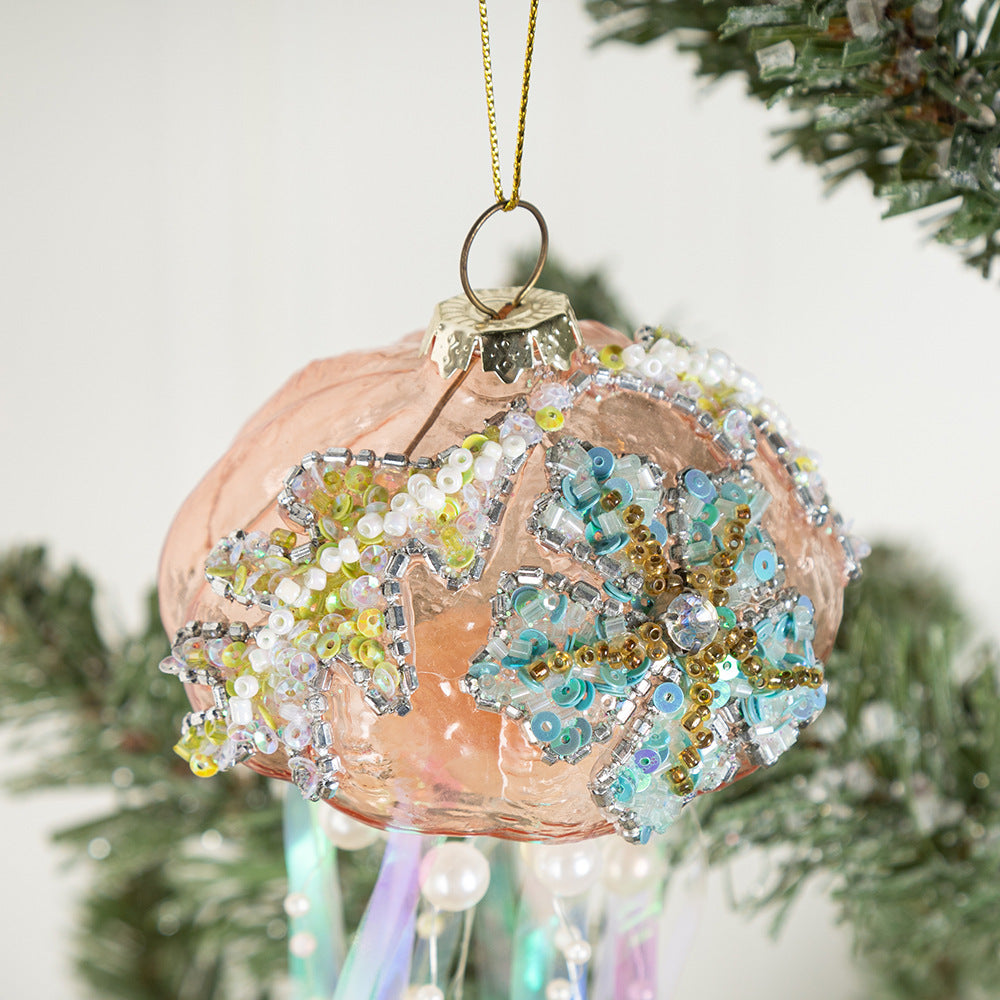 Pearl Glass Jellyfish Christmas Decorations
