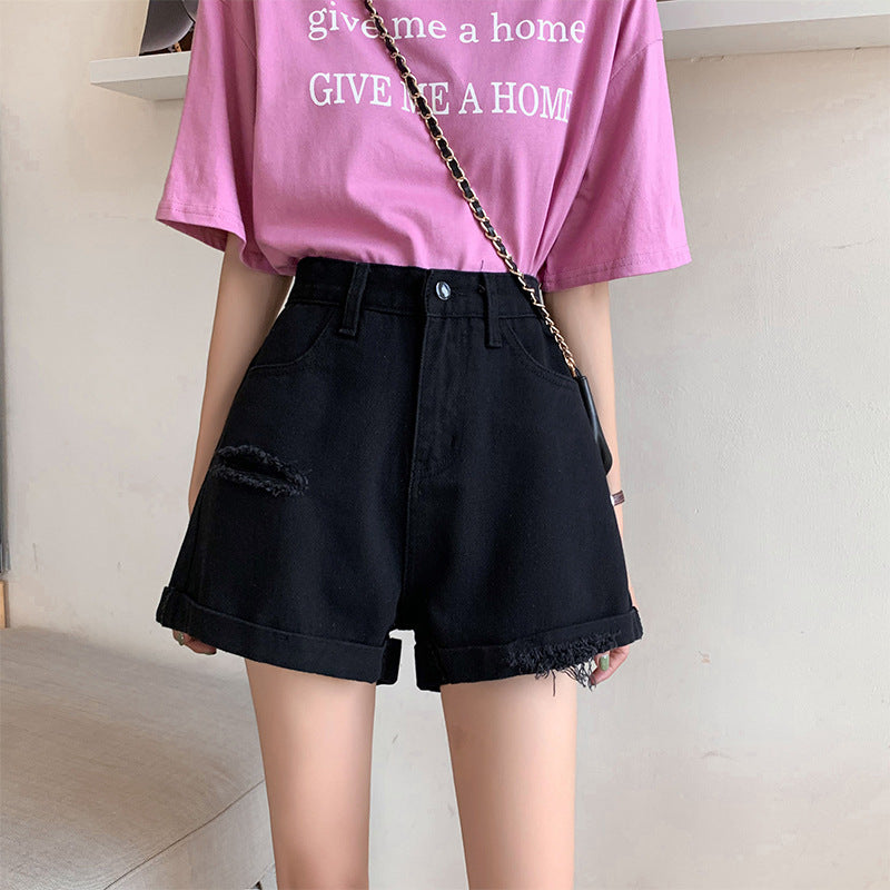 Korean Version Of Torn Denim Shorts For Women