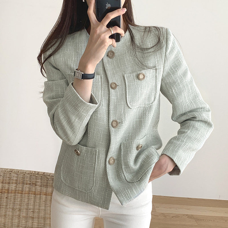 Vitality Girl French Light Mature Temperament Trendy Tweed Top Straight Long Sleeve Short Jacket