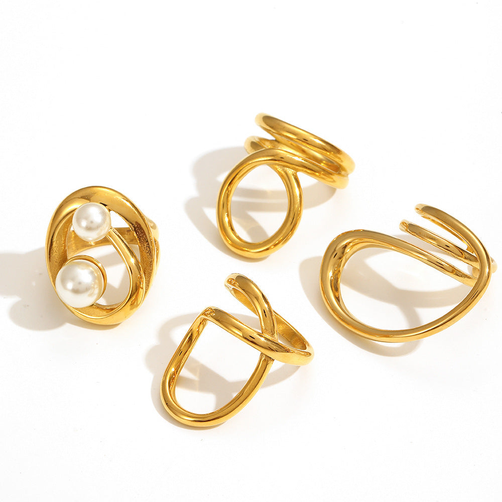 Geometric Winding Titanium Steel Ring Fashion