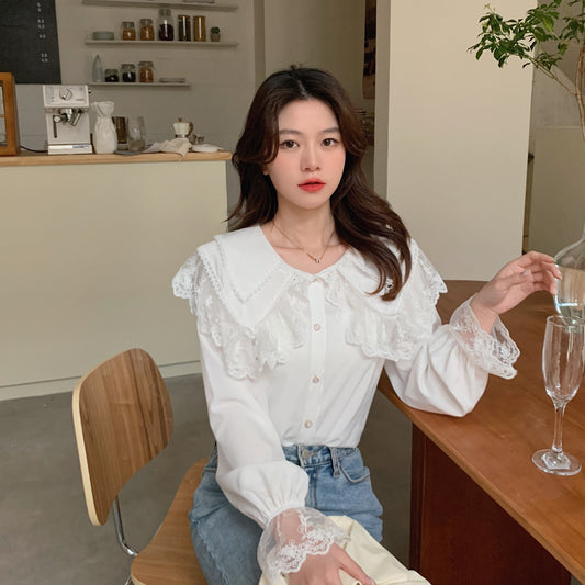 Single Breasted Long-sleeved Shirt Blouse For Women