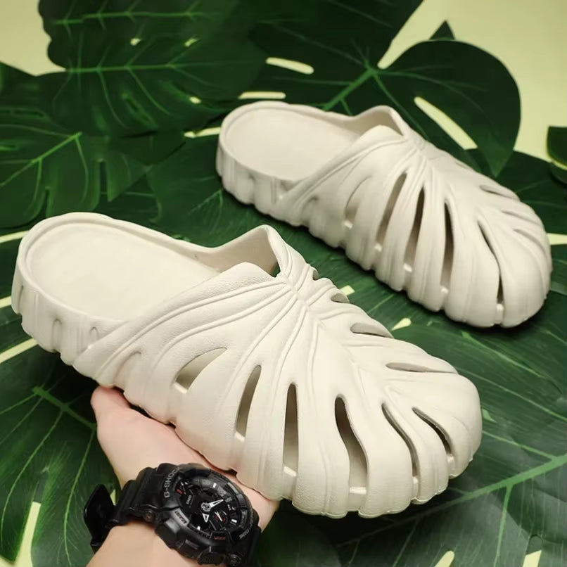Male Slipper Platform Cloud Monstera Funny Leaf Home Soft Slides Sandals Outdoor Summer Ladies House Shoe Flat Men Female Beach