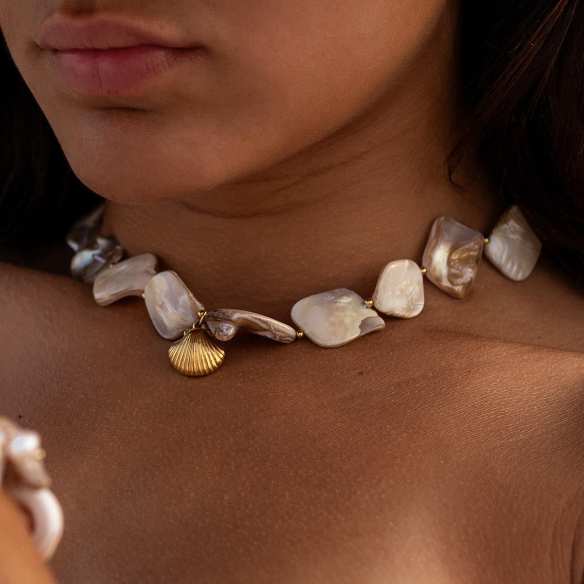 Aquamarine Seashell Necklace