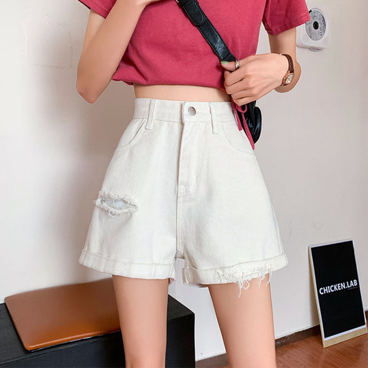 Korean Version Of Torn Denim Shorts For Women