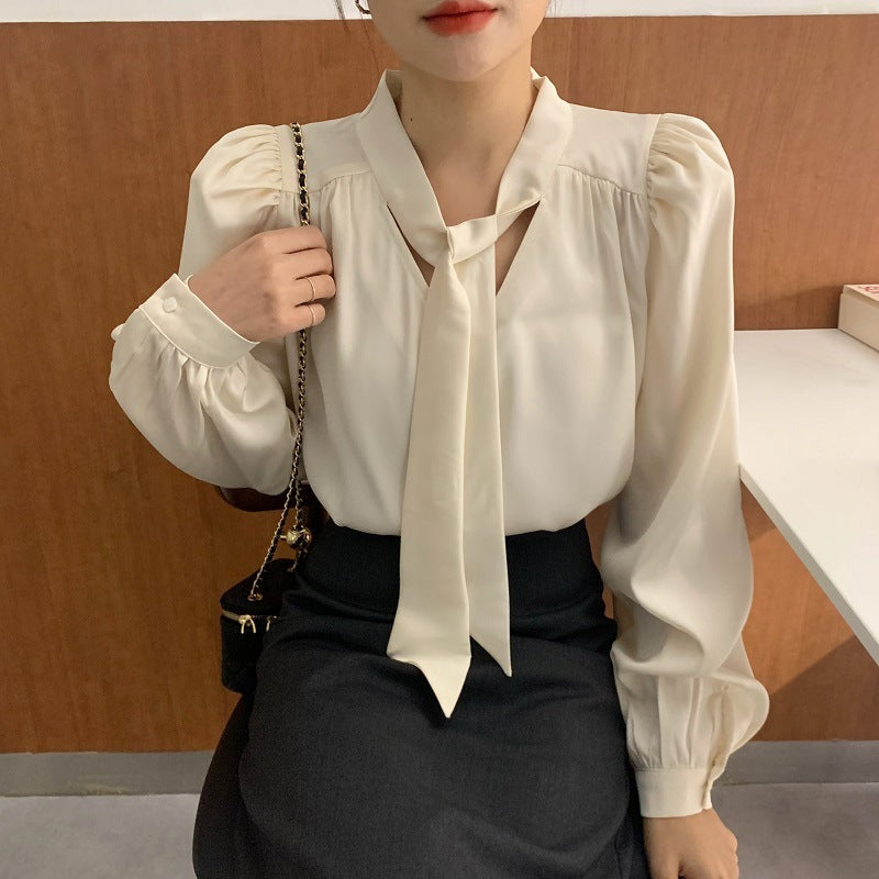 Bubble Sleeve Lace-up Blouse Top Woman