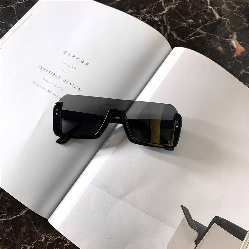 Semi-rimless Frame Fashion Multi-color One-piece Sunglasses One-piece Sunglasses