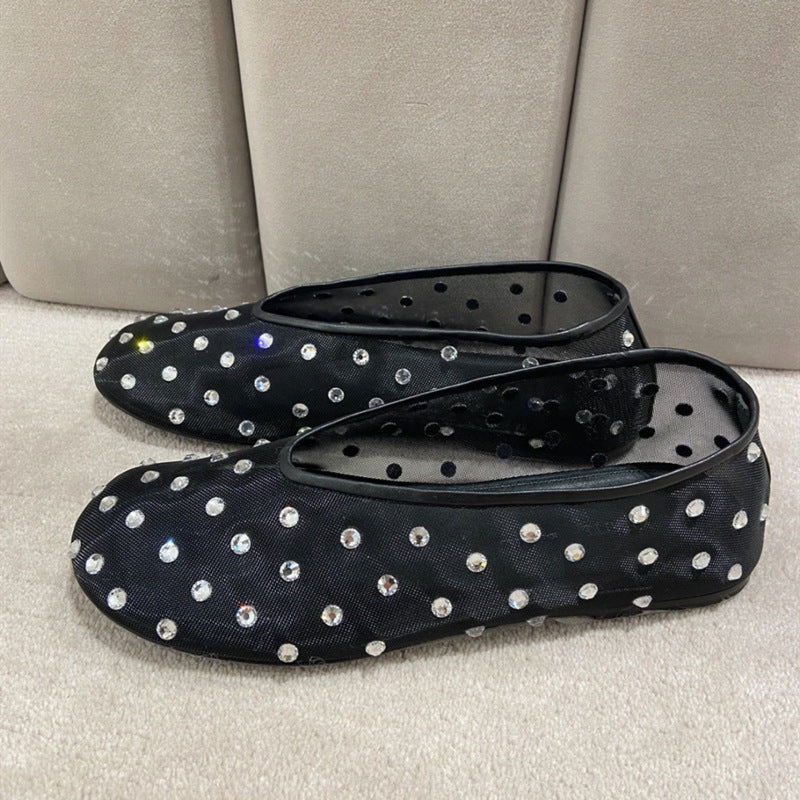 Fashionable Round Toe Rhinestone Mary Jane Shoes Women
