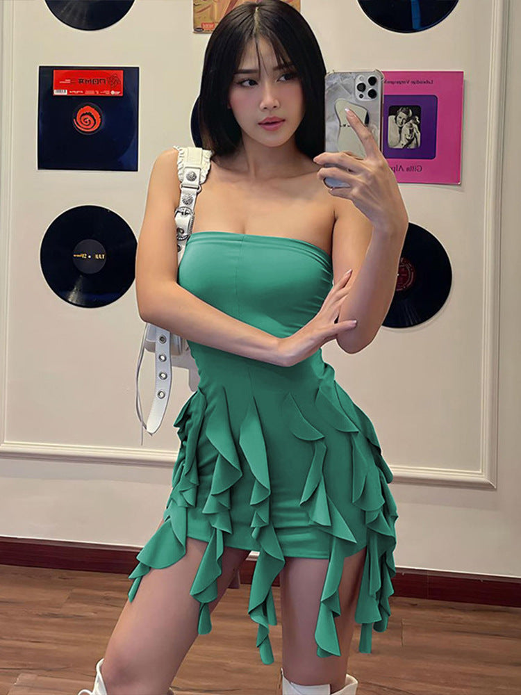 Fashionable Ruffle Hemmed Hip Wrap Skirt