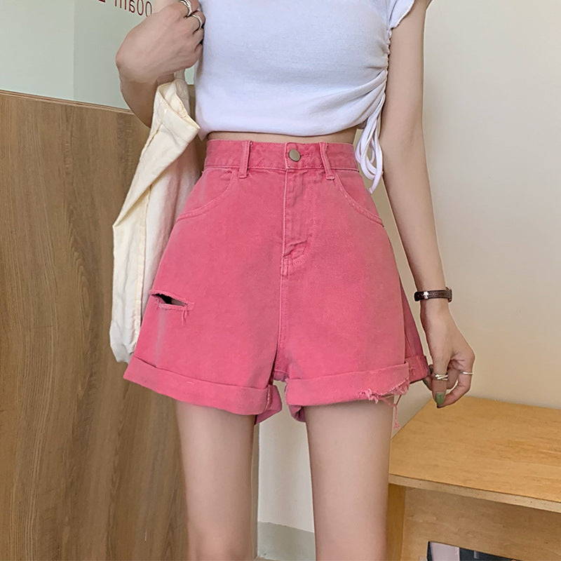 Korean Version Of Torn Denim Shorts For Women